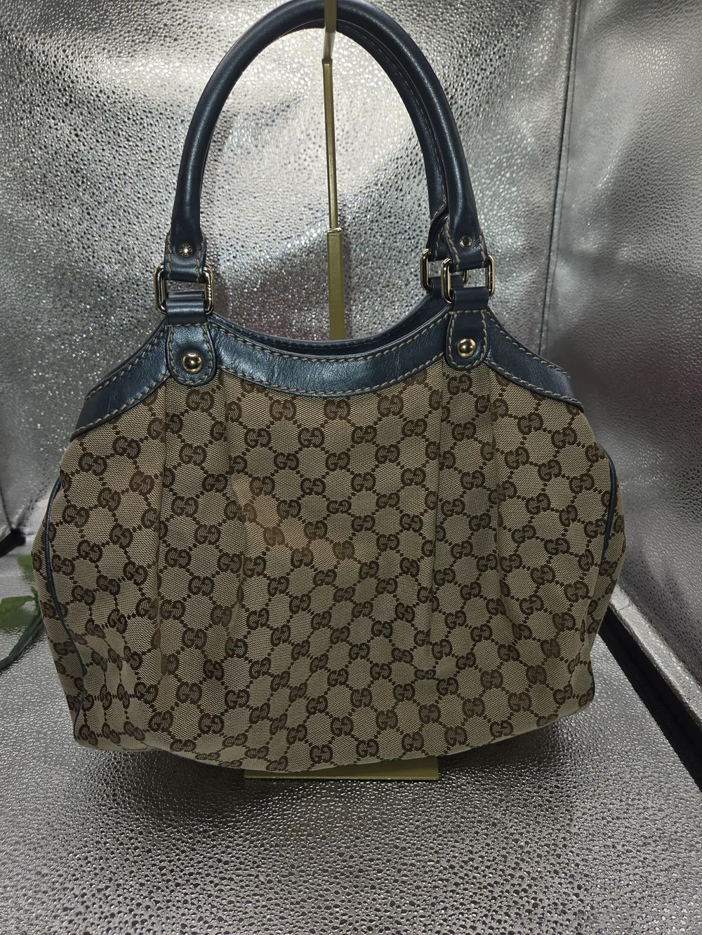 Authentic Gucci GG Canvas Sukey Tote – Blue Leather Trim – AS IS Project - Picture 2 of 8